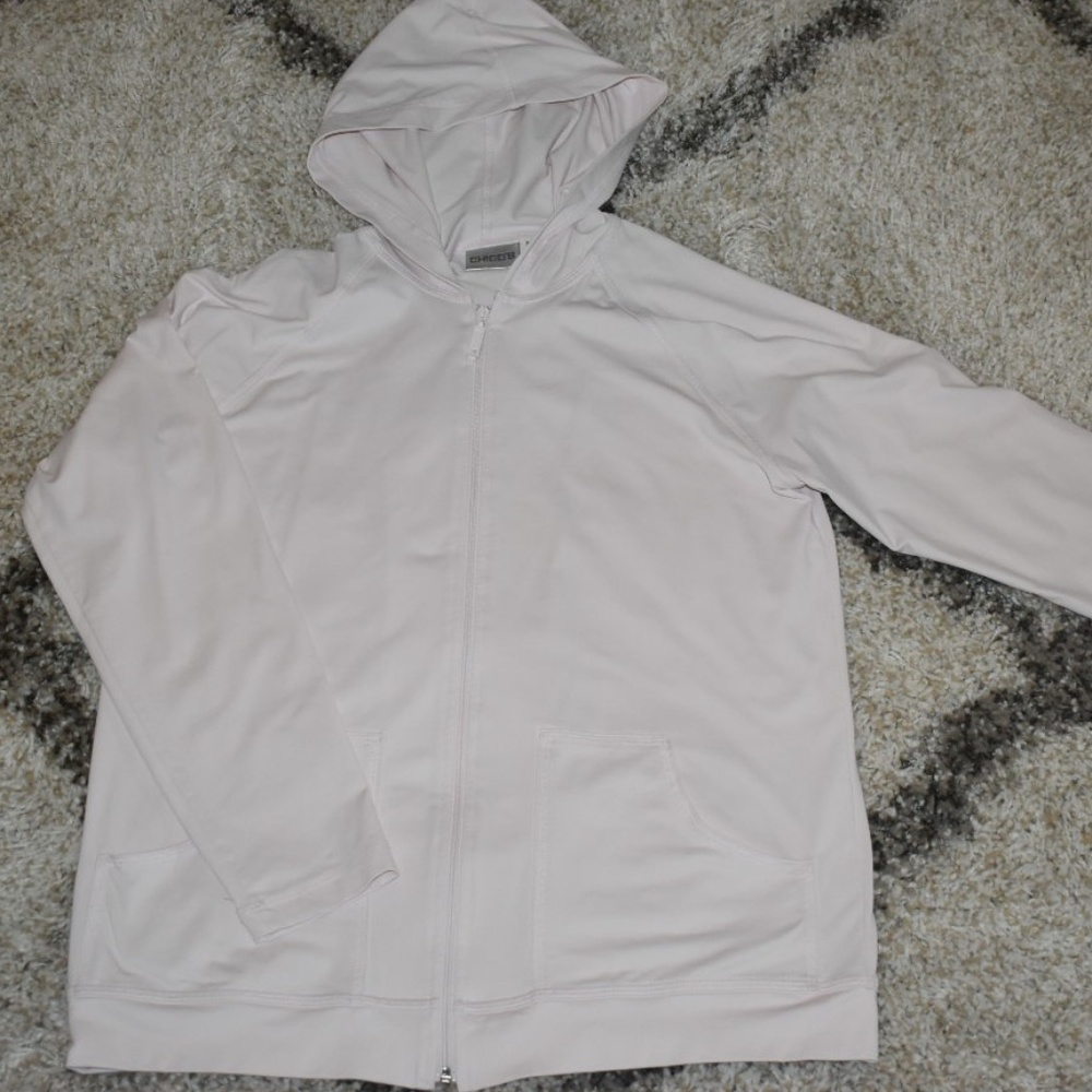 Chico's Pale Pink Hooded Zipper Jacket